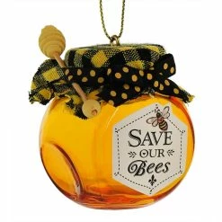 Promo 🤩 Traditions Save Our Bees Glass Honey Jar Ornament 🥰