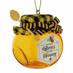 New ⌛ Traditions More Bees More Honey Glass Honey Jar Ornament 🥰