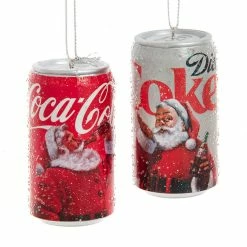 New 👍 Traditions Coca-Cola® Santa Can Ornaments Set/2 ✨