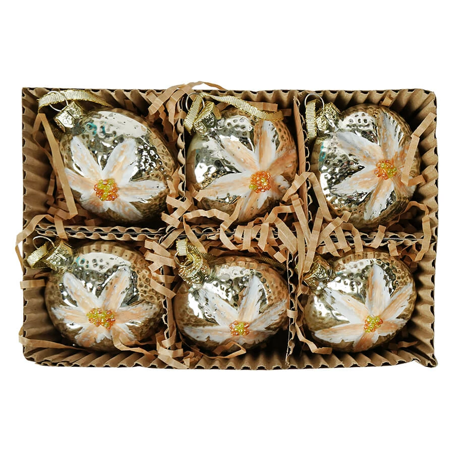 Outlet 😍 Traditions Glass Pink Flower Ornaments Boxed Set/6 🎉 - Image 2