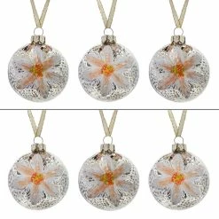 Outlet ๐ Traditions Glass Pink Flower Ornaments Boxed Set/6 ๐