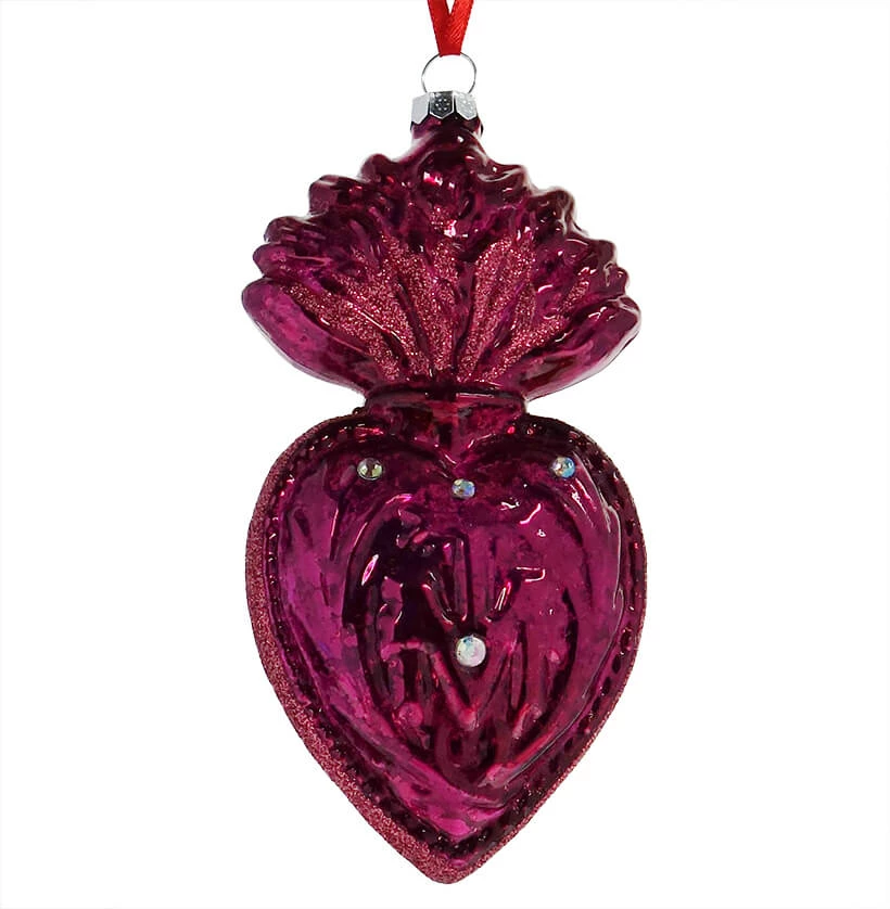Budget ๐ Traditions Bright Fuchsia Sacred Heart Ornament ๐