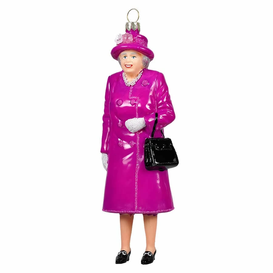 New ๐ Traditions Queen Elizabeth Wearing Dark Pink Peacoat Ornament ๐