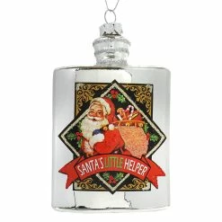 Deals 😉 Traditions Santa's Little Helper Silver Flask Ornament 🧨