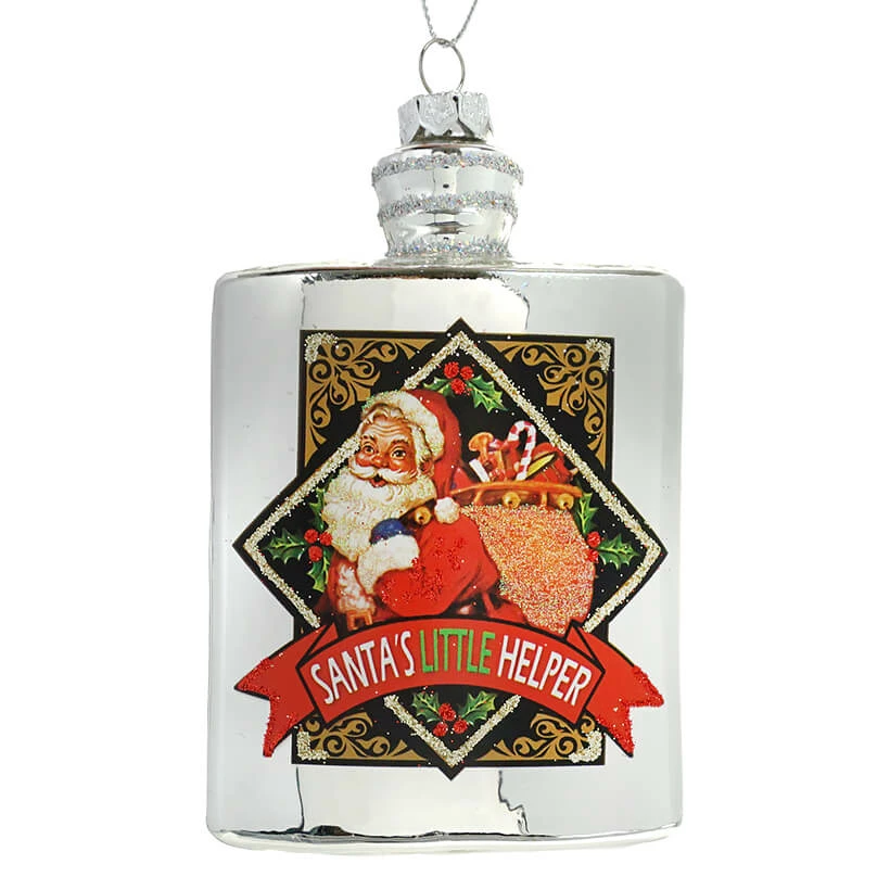 Deals ๐ Traditions Santa's Little Helper Silver Flask Ornament ๐งจ