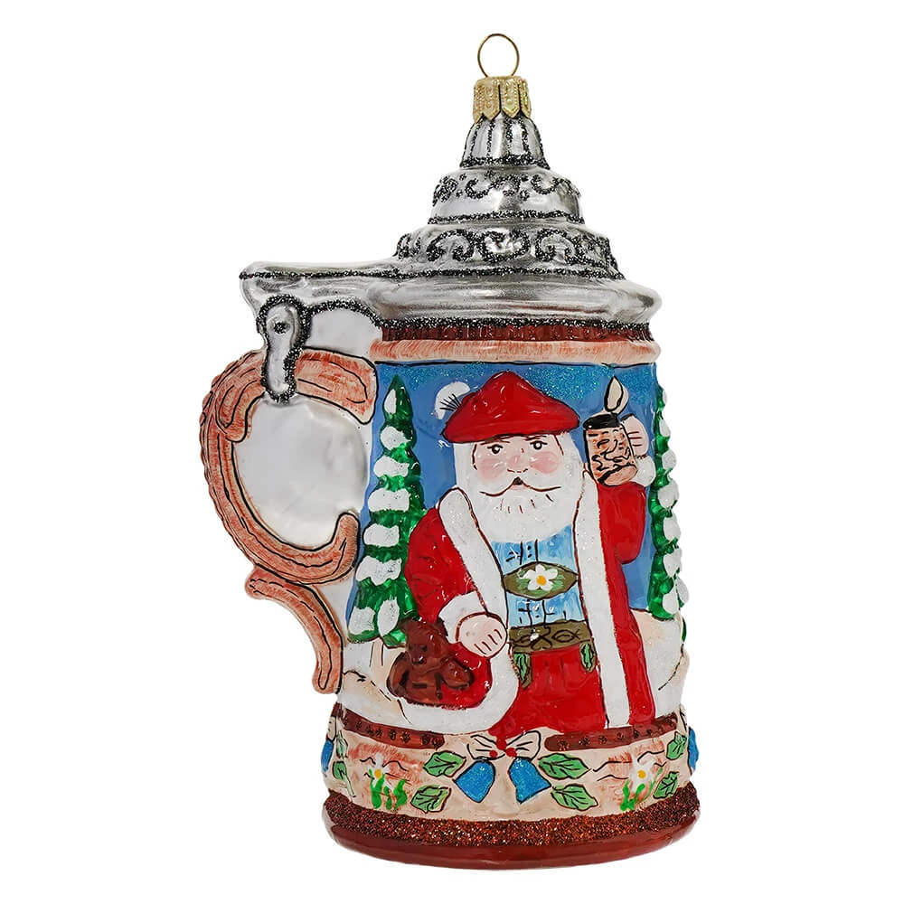 Brand new 🛒 Traditions Glittered Santa Beer Stein Ornament 👍
